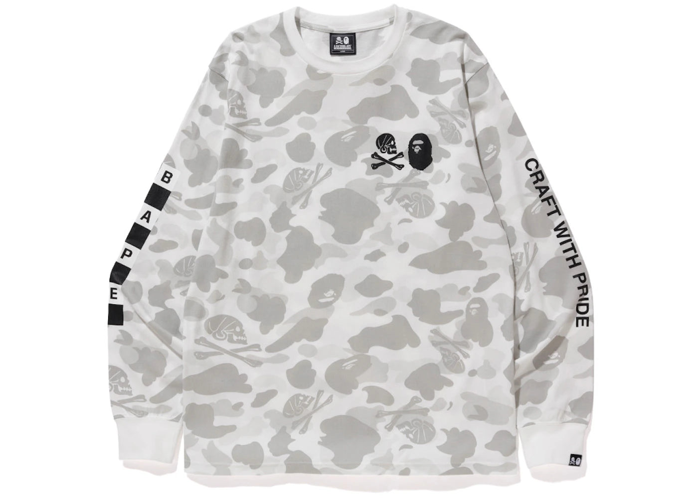 BAPE x Neighborhood Camo Long Sleeve Tee White