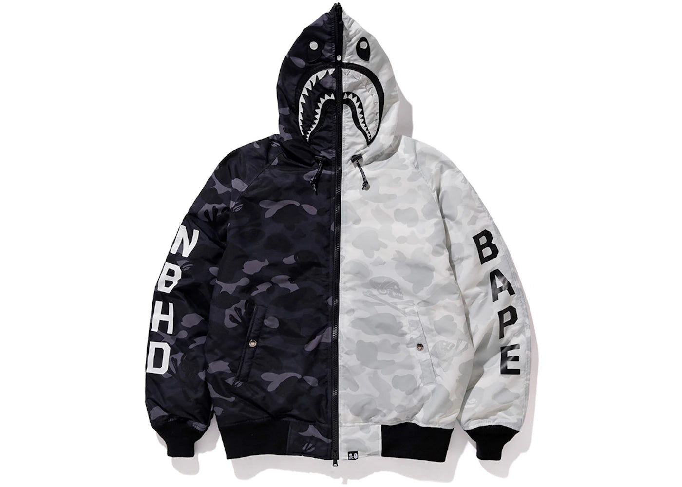 BAPE x Neighborhood Down Shark Jacket Black/White
