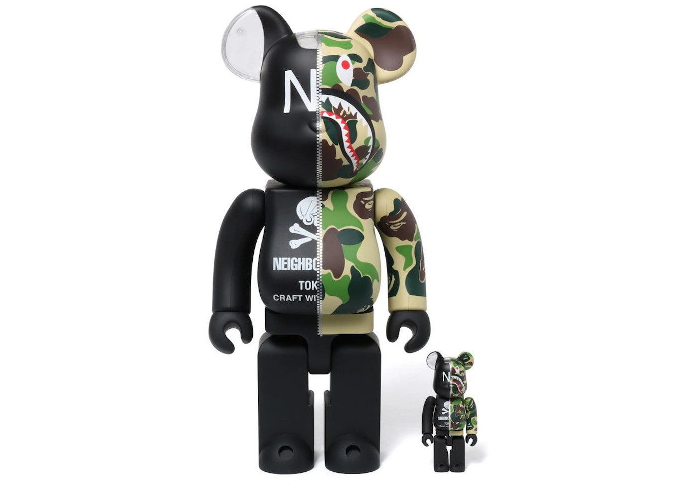 Bearbrick x Neighborhood x Medicom 100% & 400% Bearbrick Black