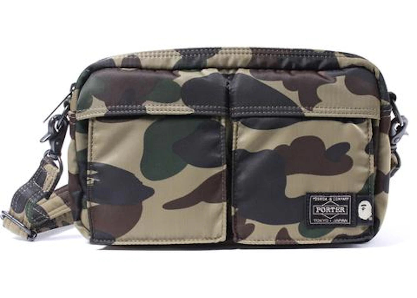 BAPE x Porter 1st Camo Double Pocket Shoulder Bag Green