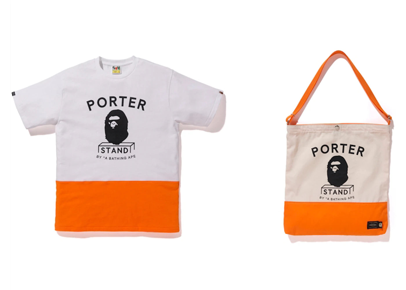 BAPE x Porter Stand Tee and Shoulder Tote Bag White