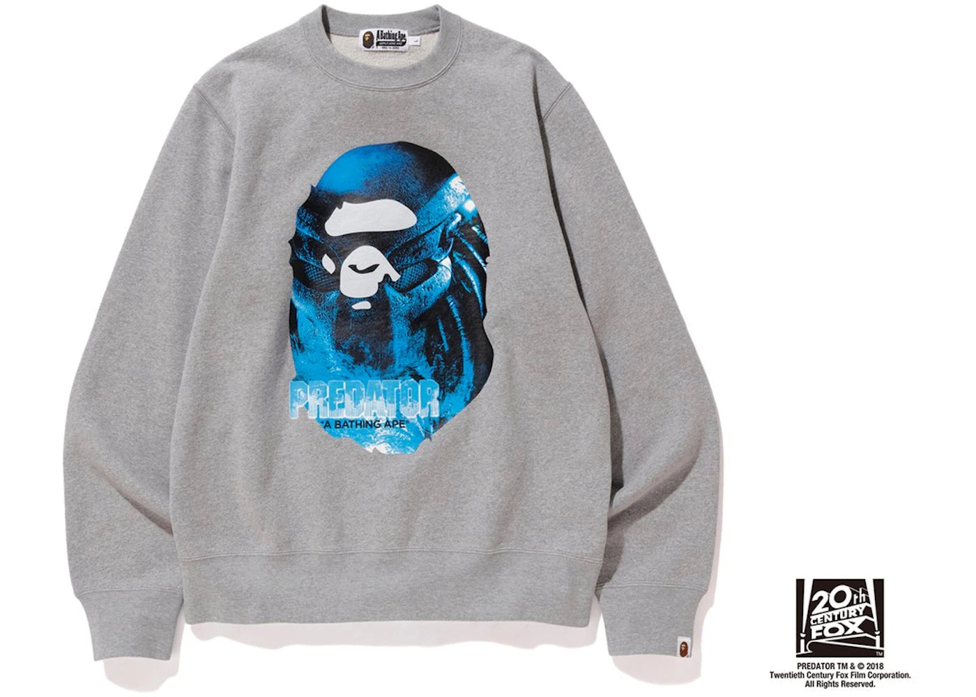 BAPE x Predator Ape Head Crewneck Grey