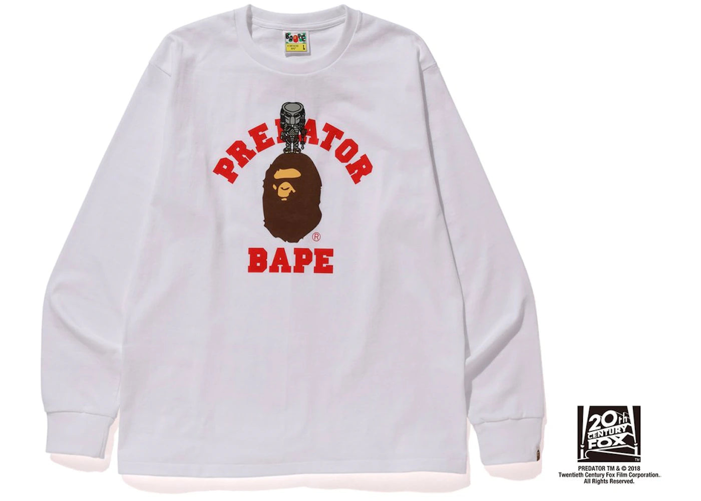 BAPE x Predator College Long Sleeve Tee White