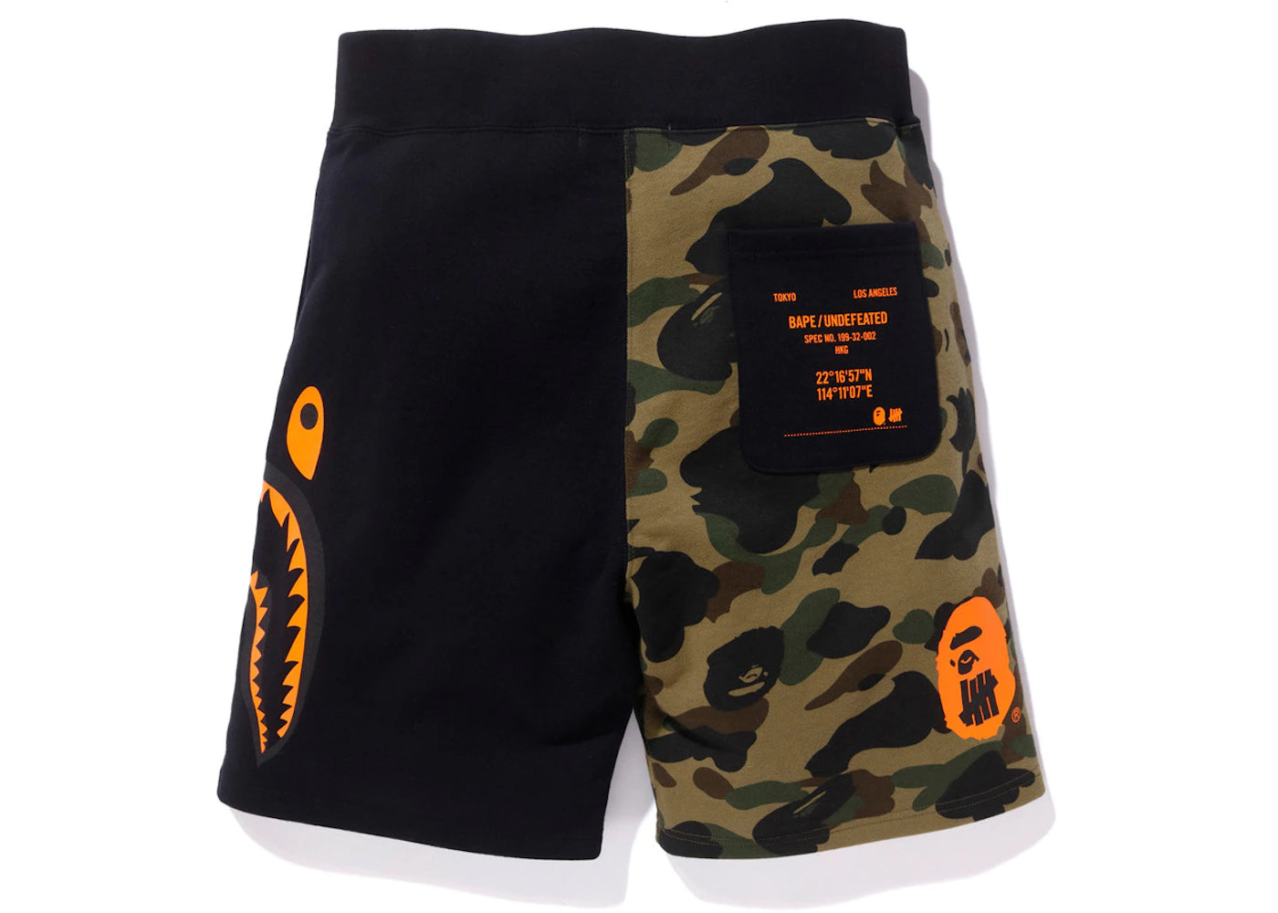 BAPE x Undefeated Split Shark Sweat Shorts Black