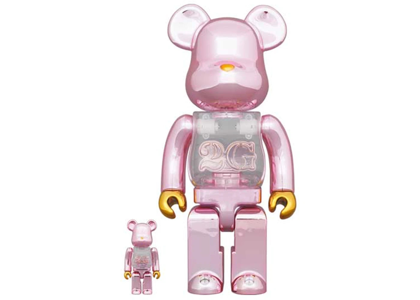 Bearbrick 2G Exclusive 100% & 400% Set Pink Gold Chrome Ver.