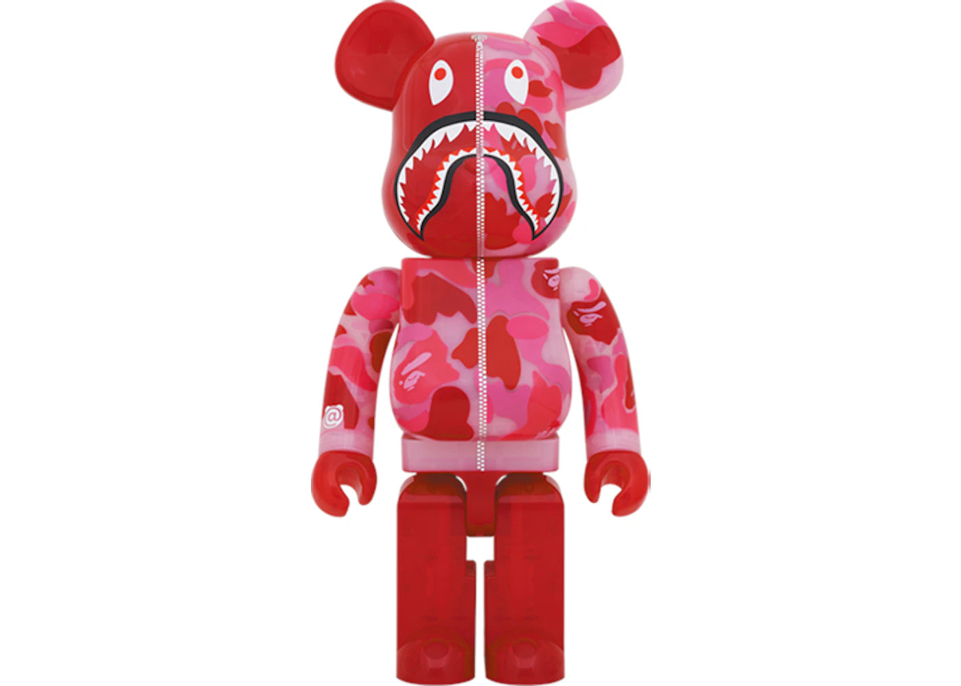 Bearbrick x BAPE ABC Camo Shark 1000% Clear Red