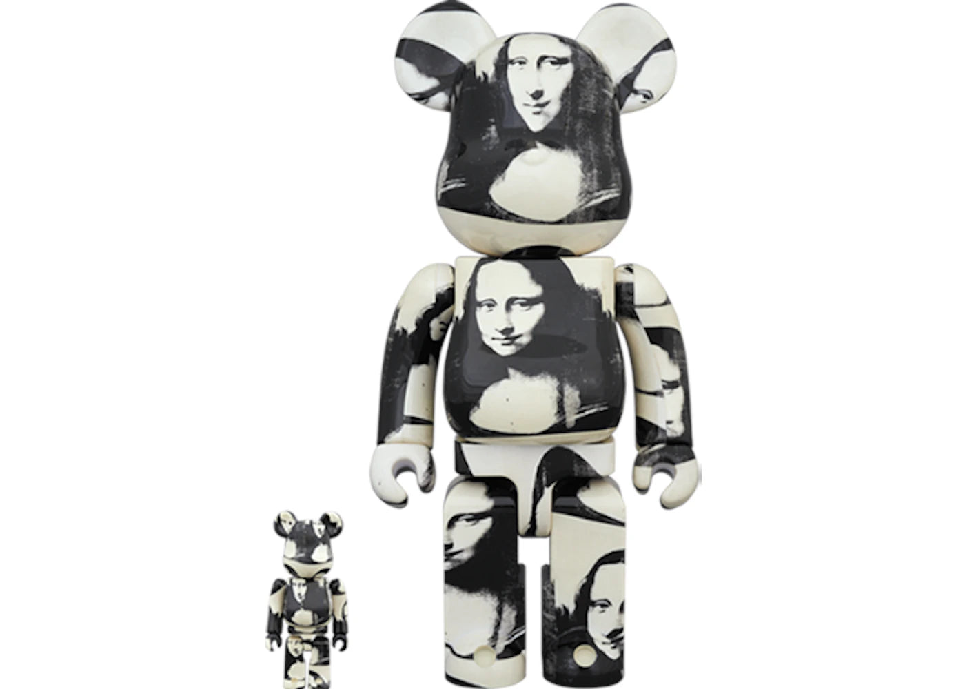 Bearbrick Andy Warhol "Double Mona Lisa" 100% & 400% Set White/Black