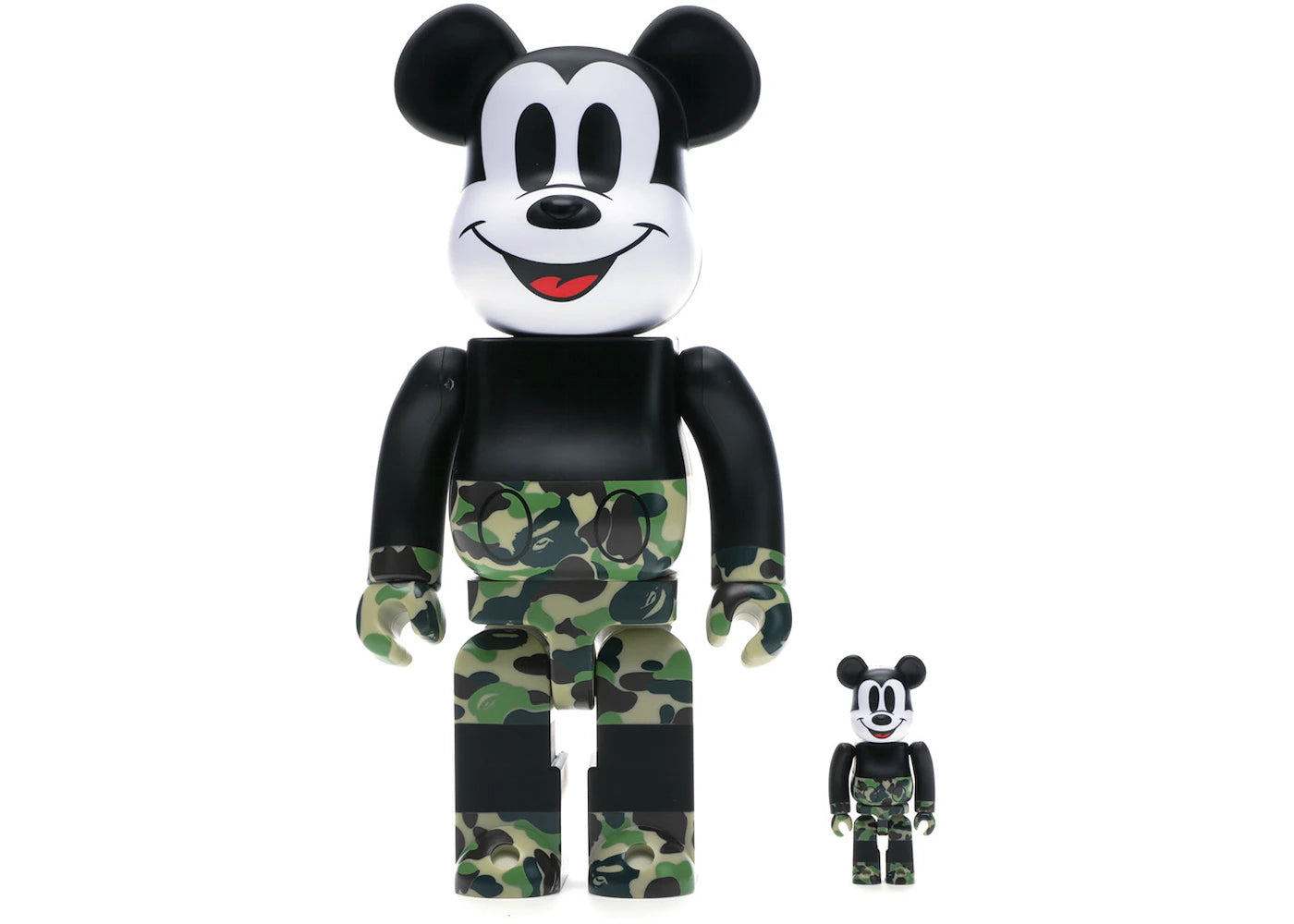 Bearbrick BAPE Mickey Mouse 100% & 400% Set Black/Green Camo