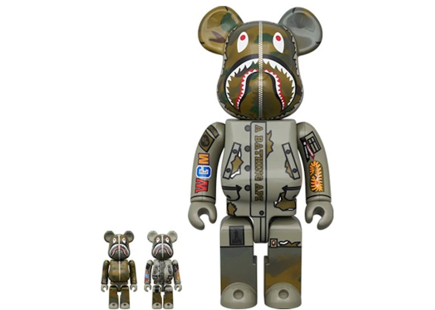 Bearbrick Bape (R) x Alpha Camo Shark 2023 100% & 400% Set