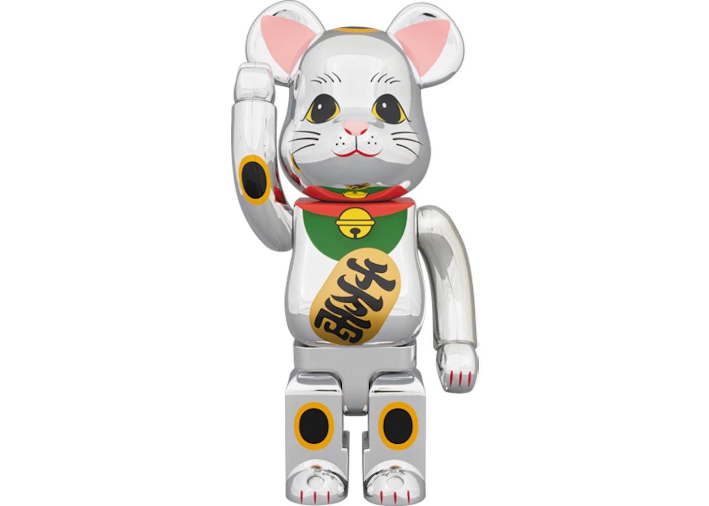 Bearbrick Beckoning Cat Chrome Plated Gauze 400% Chrome