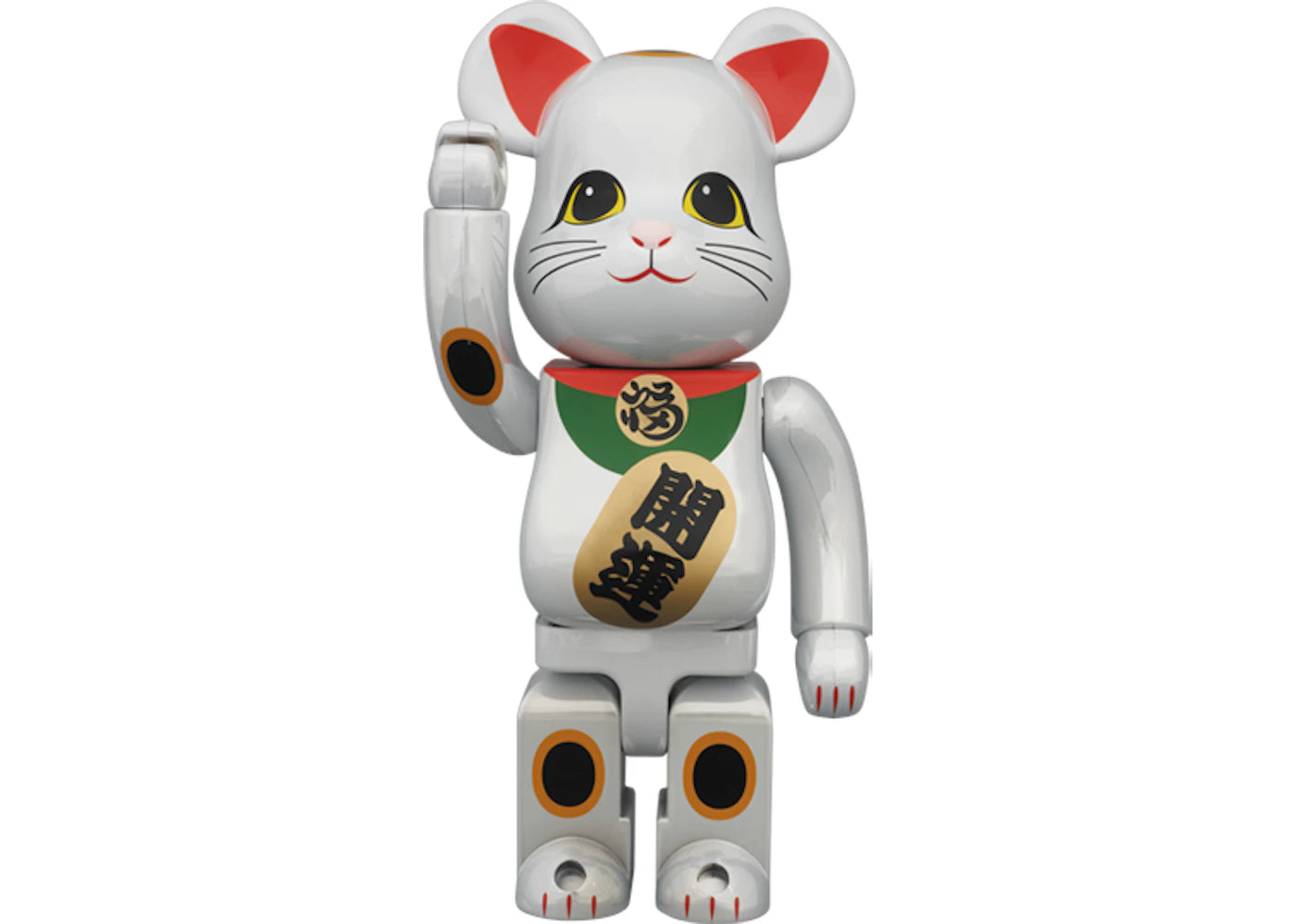 Bearbrick Beckoning Cat (White Plating) 400% White