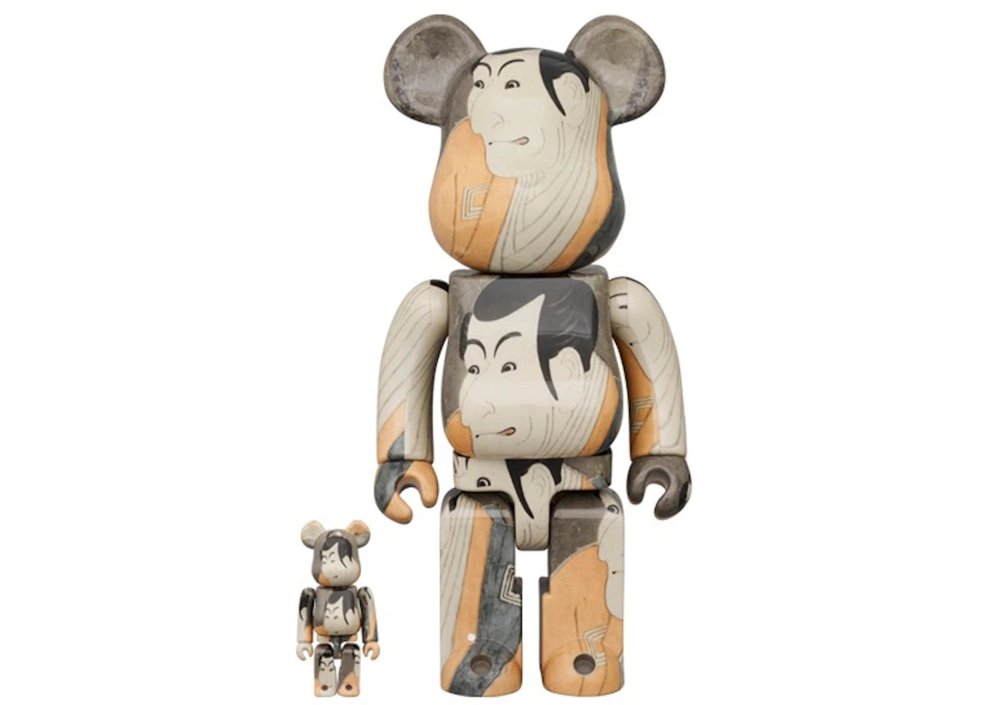 Bearbrick Boston Museum Toshusai Sharaku "Ichikawa Ebizo's Takemura Sadanoshin" 100% & 400% Set