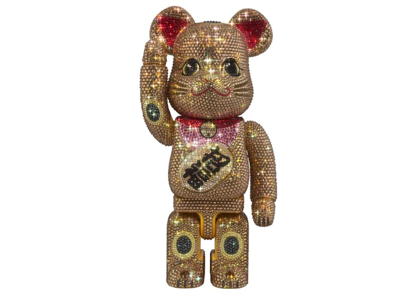 Bearbrick Crystal Decorate Lucky Cat Lucky Gold 400%