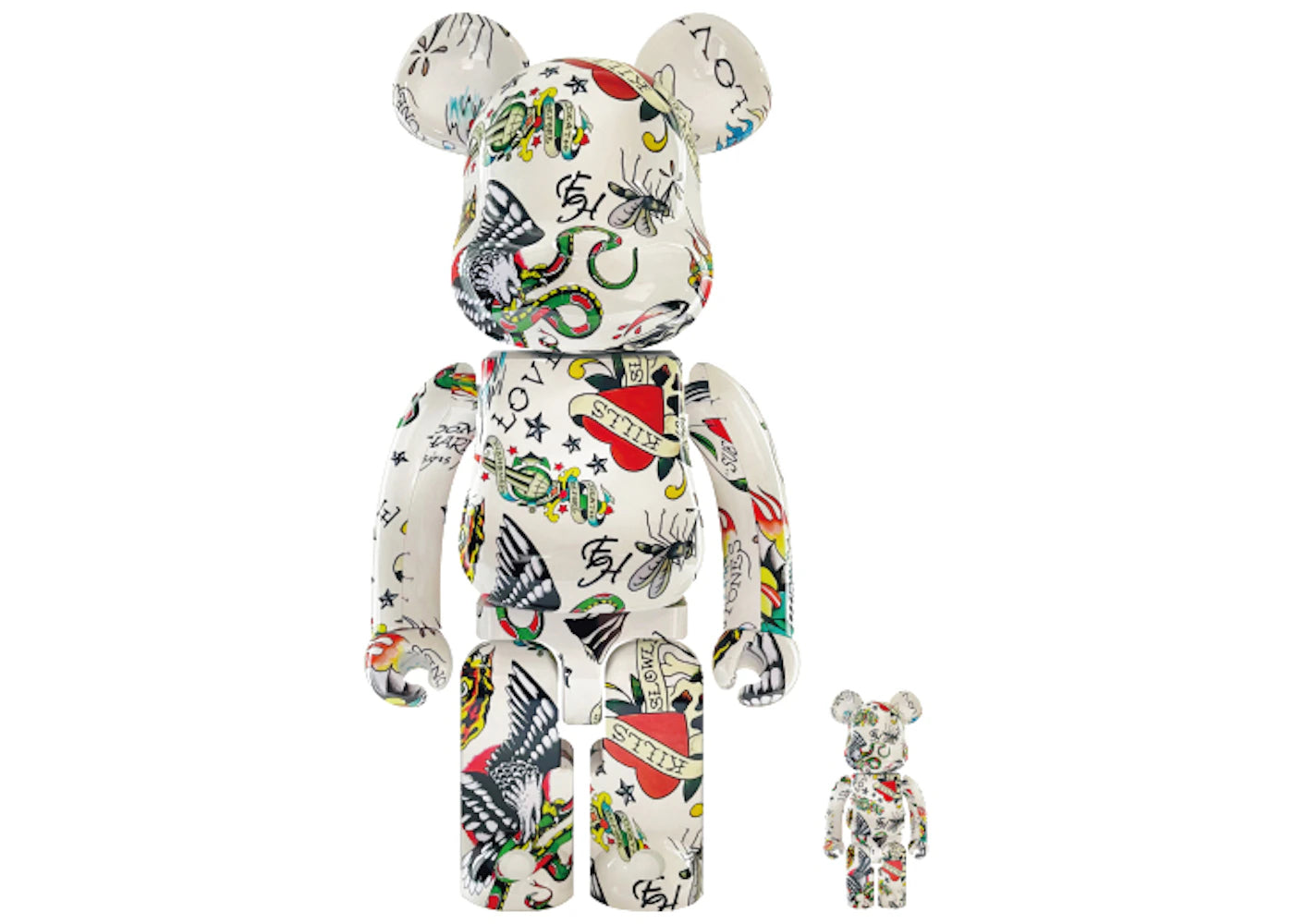 Bearbrick Ed Hardy 100% & 400% Set White