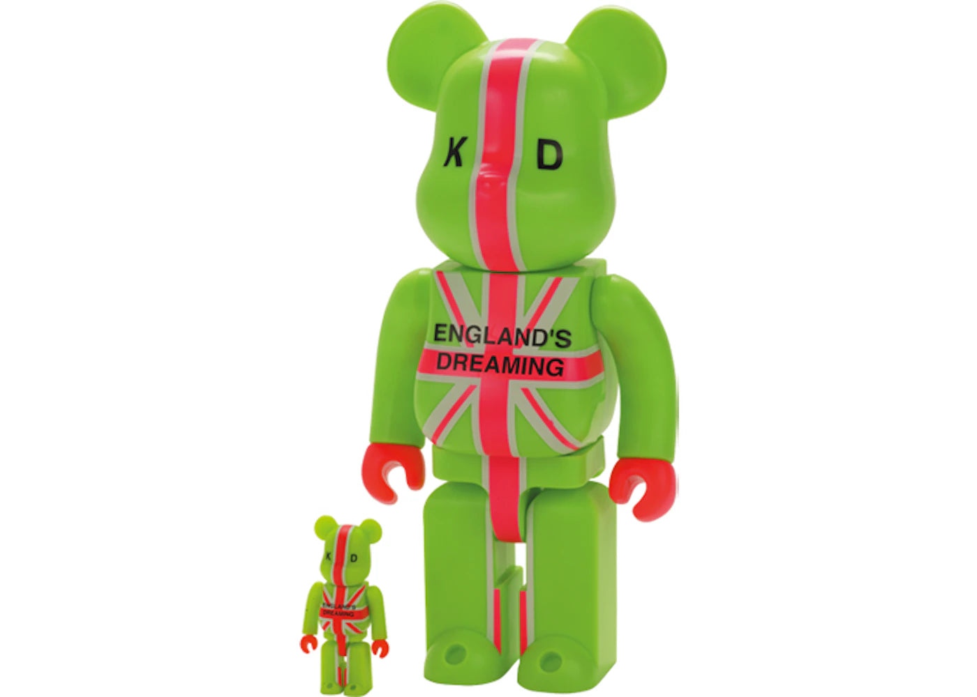 Bearbrick England's Dreaming KD 100% & 400% Set Green