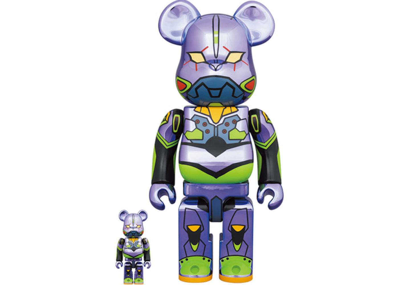 Bearbrick Evangelion Unit 1 100% & 400% Set Chrome Ver.