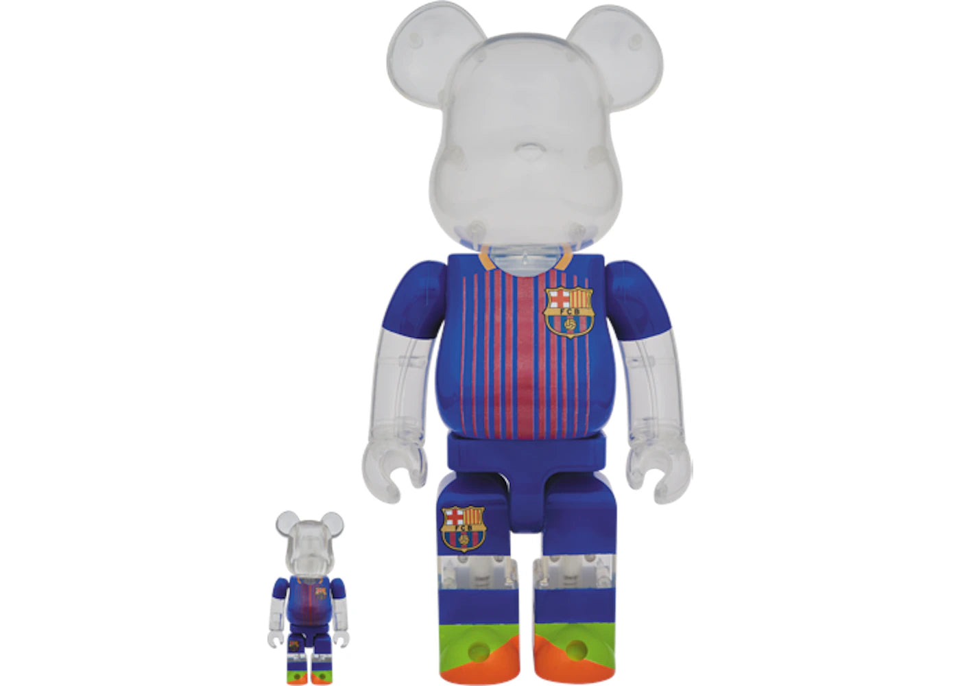 Bearbrick FC Barcelona 100% & 400% Set Clear/Navy