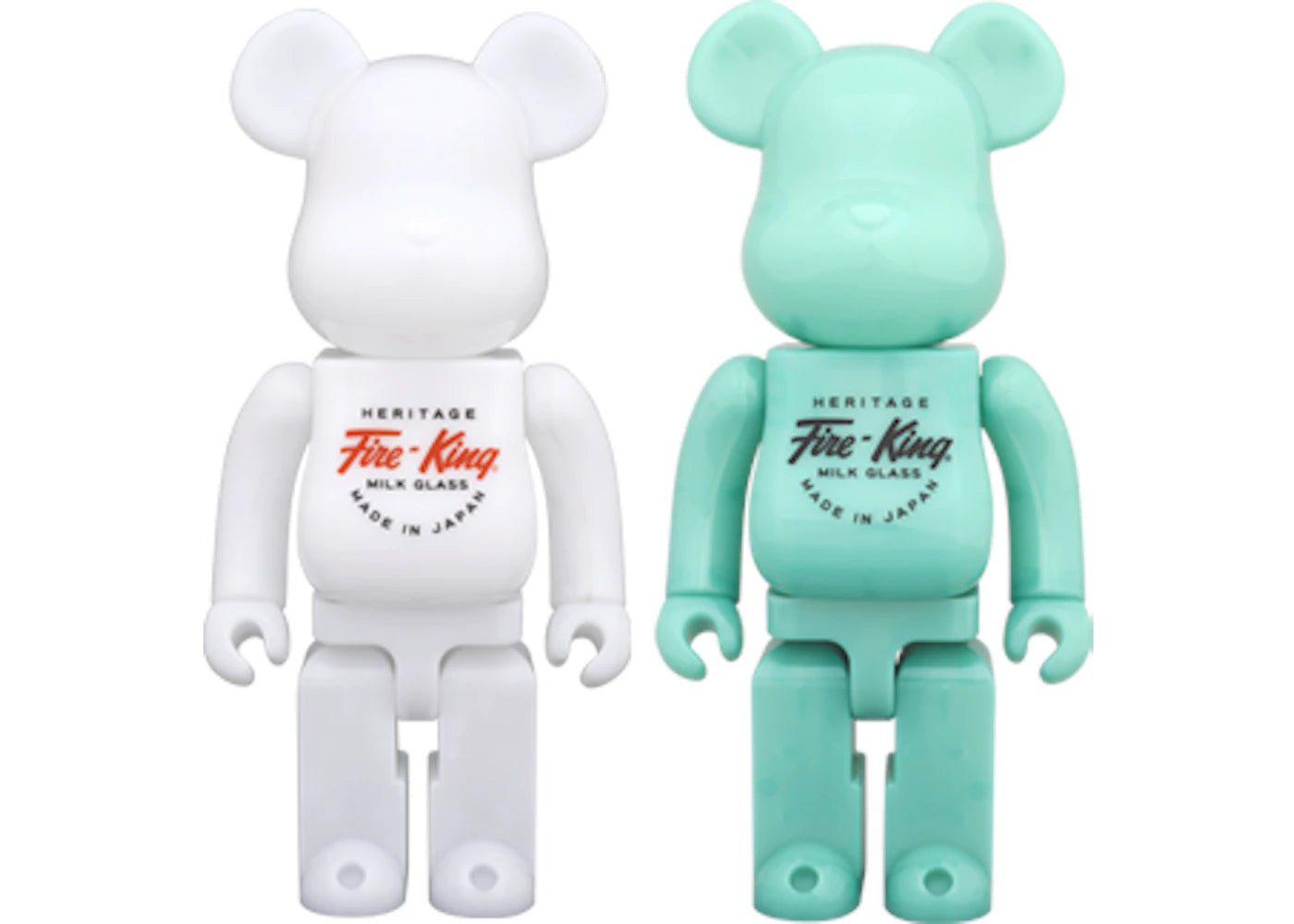 Bearbrick Fire King (2 Pack) 400% White/ Jade