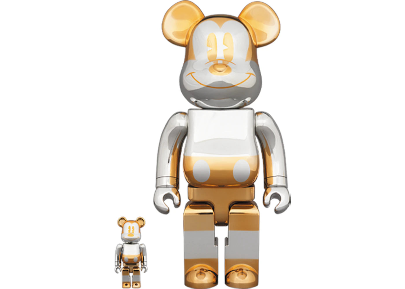 Bearbrick x Sorayama Future Mickey 100% & 400% Set Silver/Gold