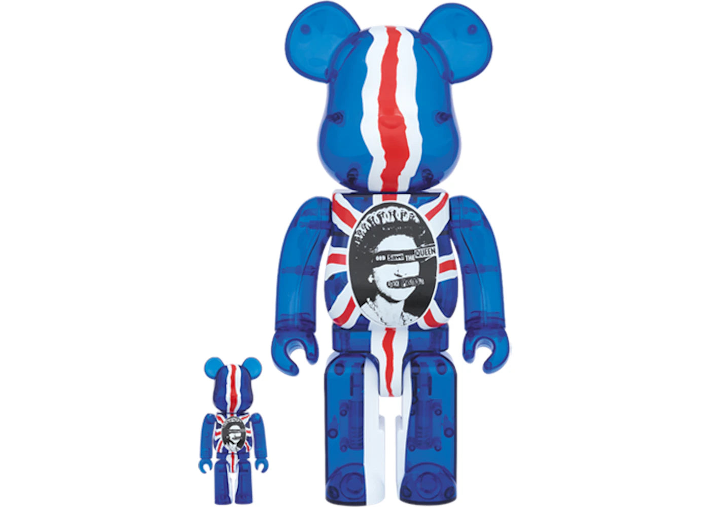 Bearbrick God Save The Queen Clear Ver. 100% & 400% Set Blue