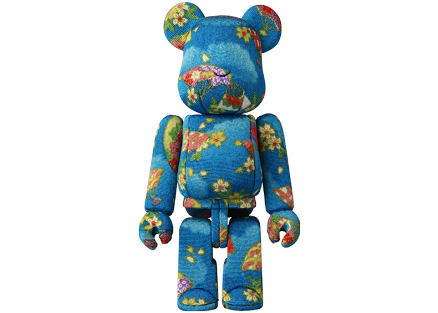 Bearbrick Kimekomi Cherry Blossoms On Fans Doll Figure Blue