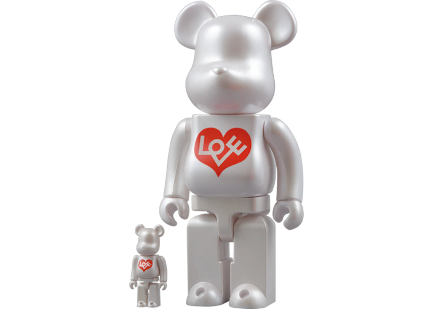 Bearbrick Love Heart 100% & 400% Set Silver