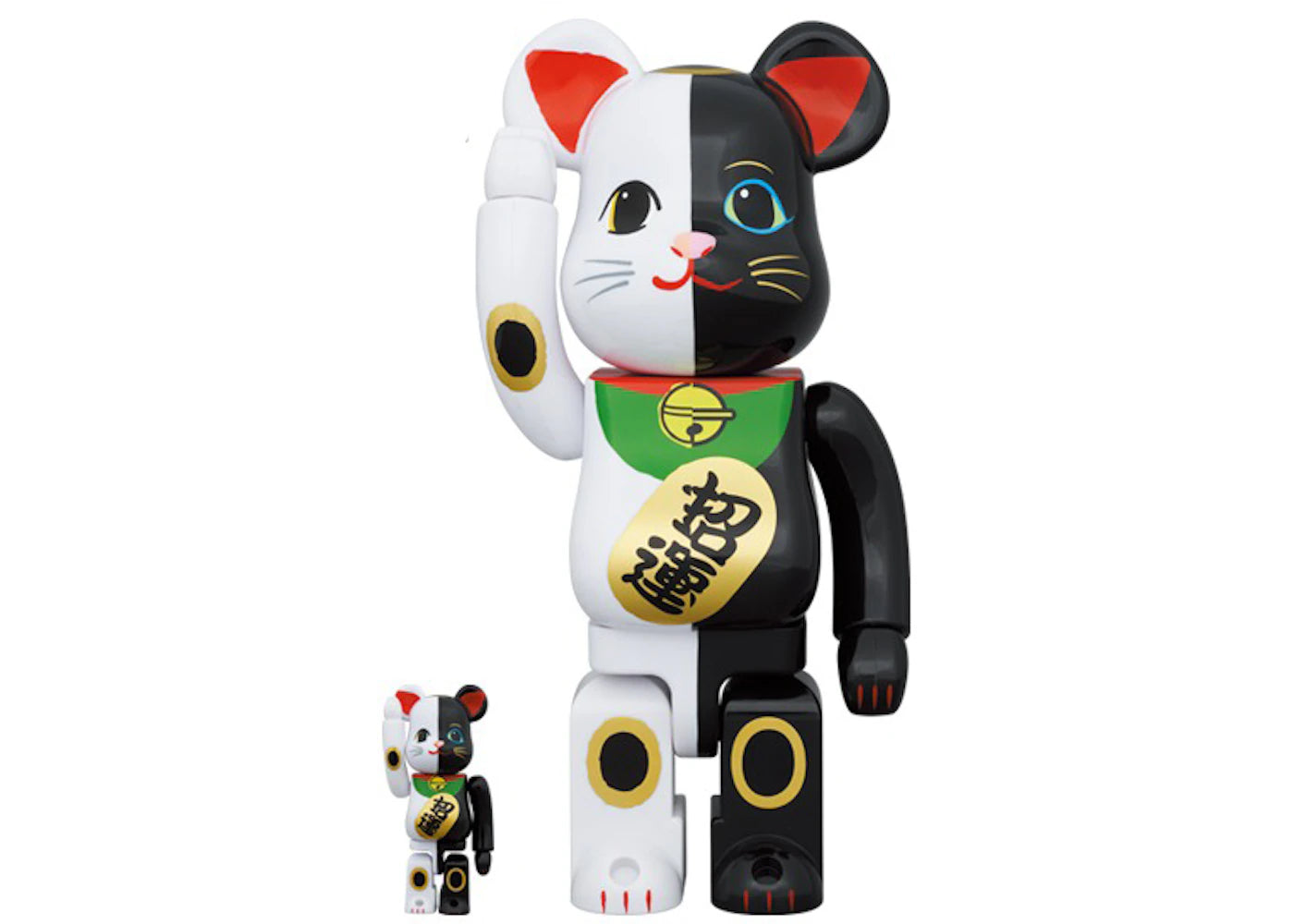 Bearbrick Lucky Cat Money Luck White x Blessing Black 100% & 400% Set