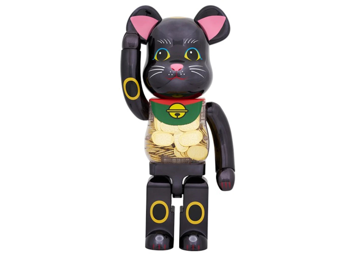 Bearbrick Lucky Cat Oval Ten Million Ryo Black Plated 1000%