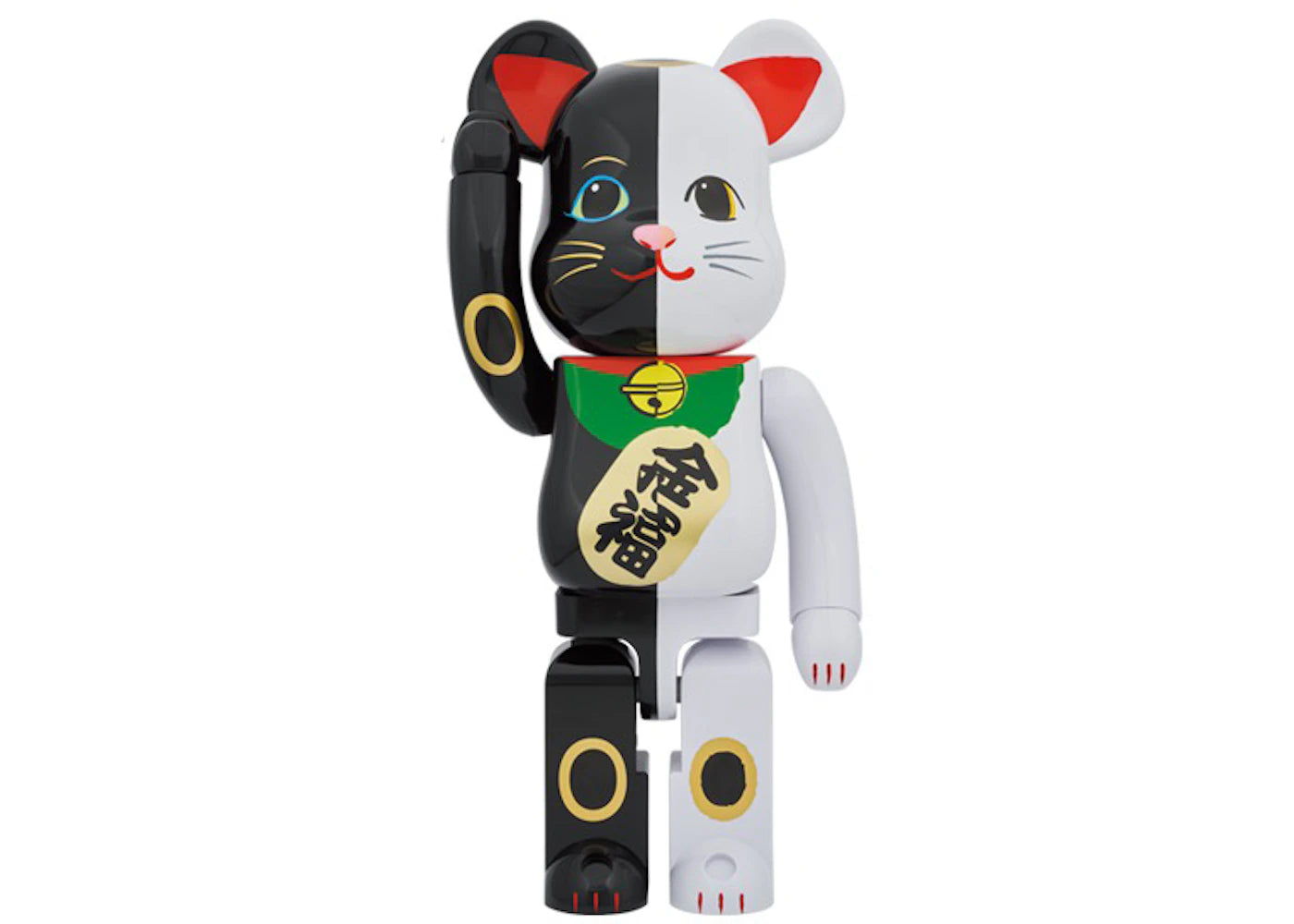 Bearbrick Maneki Neko Invitation Black x Fortune White 1000