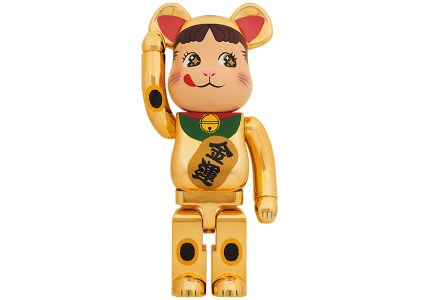 Bearbrick Maneki Neko Peko-chan Money Luck 1000% Gold Plated