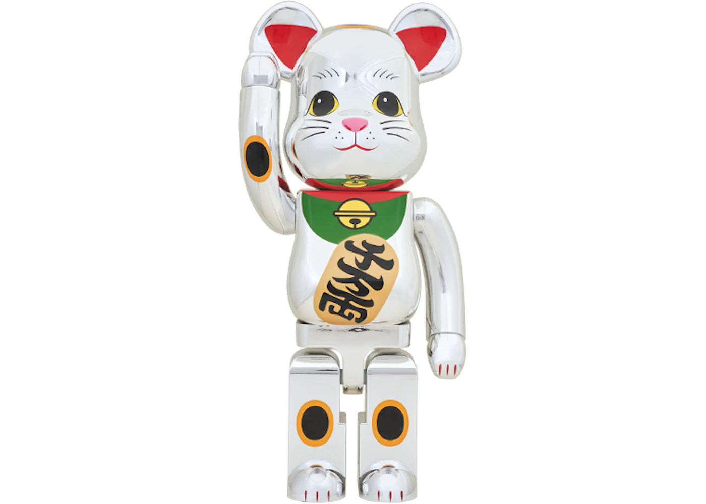 Bearbrick Maneki Neko Silver Plating 1000% Silver