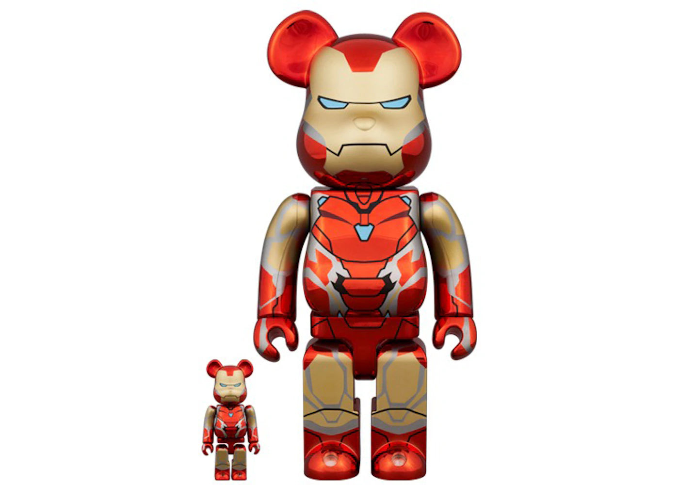 Bearbrick Marvel The Infinity Saga Iron Man Mark85 100% & 400% Set Chorme