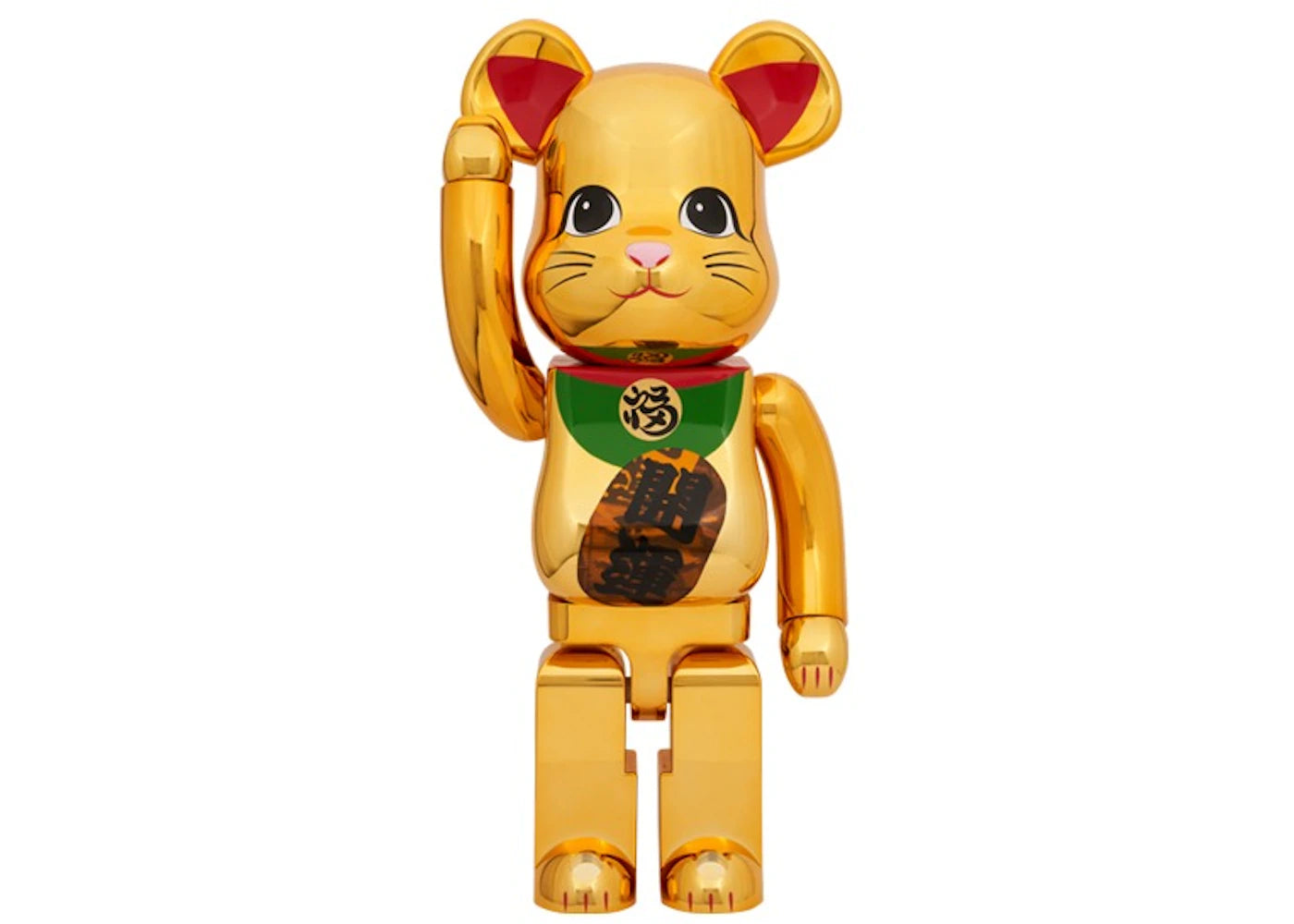 Bearbrick Medicom Lucky Cat Good Luck Luminous 1000% Gold Plated