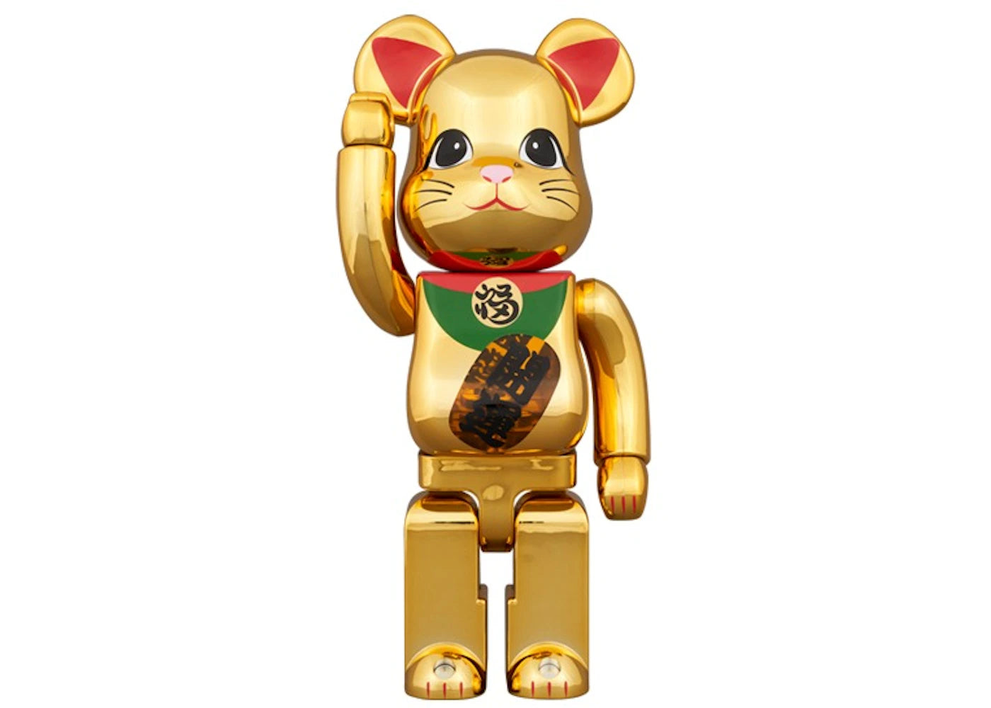 Bearbrick Medicom Lucky Cat Good Luck Luminous 400% Gold Plated