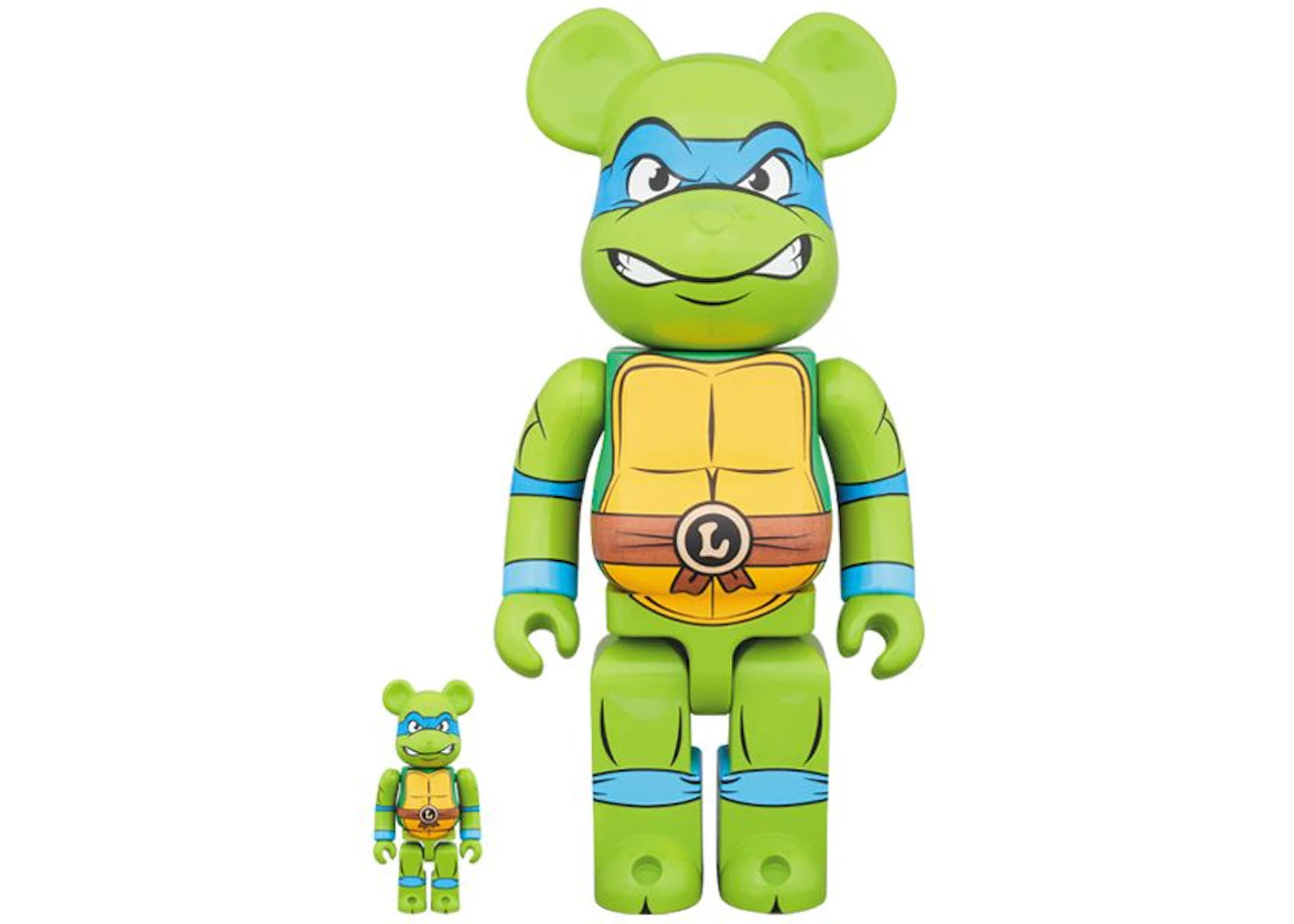 Bearbrick Medicom TMNT Leonardo 100% & 400% Set Green