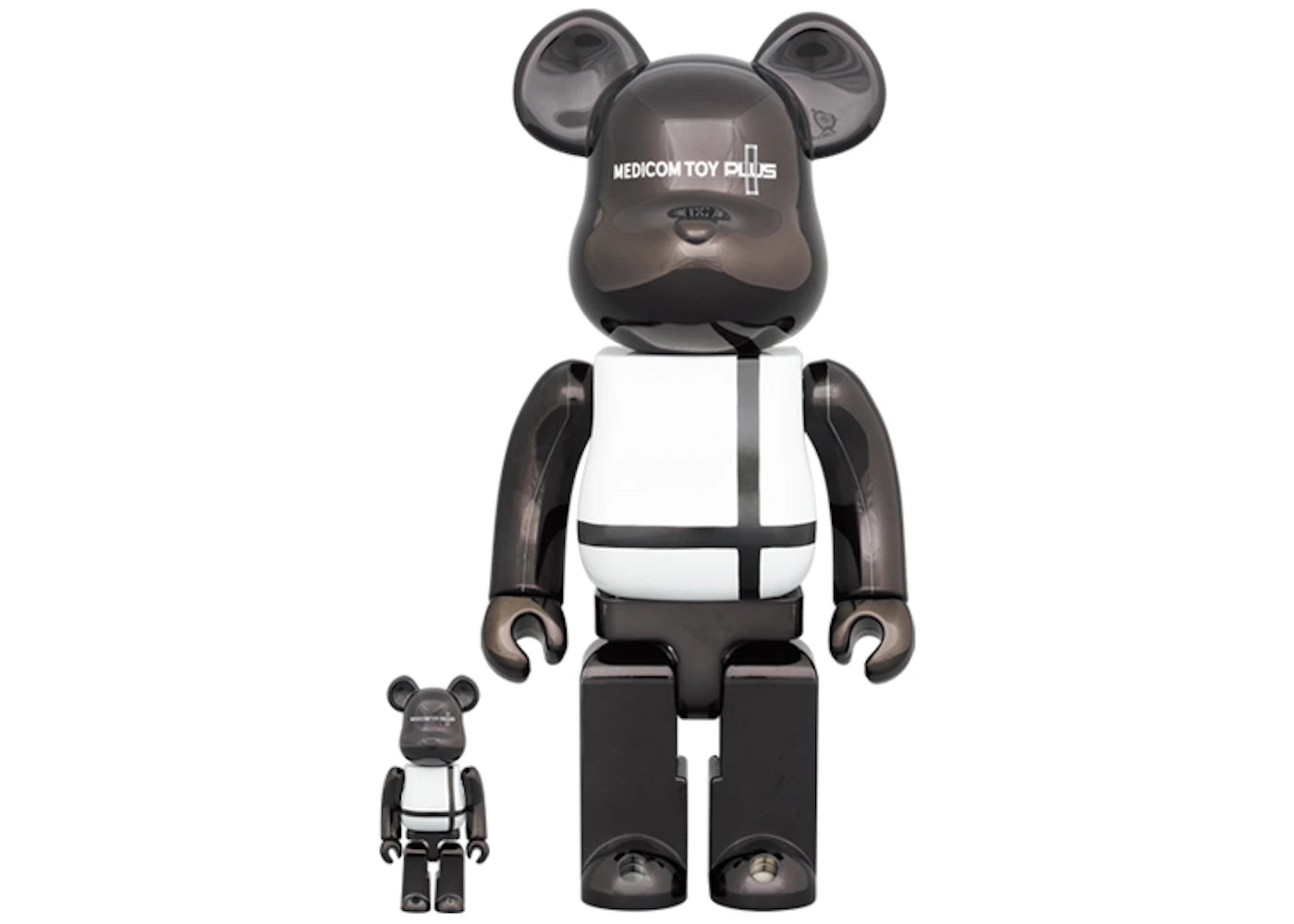 Bearbrick Medicom Toy Plus 100% & 400% Set Black Chrome Ver.