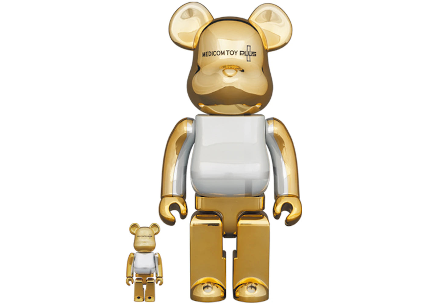 Bearbrick Medicom Toy Plus 100% & 400% Set Gold Chrome Ver.