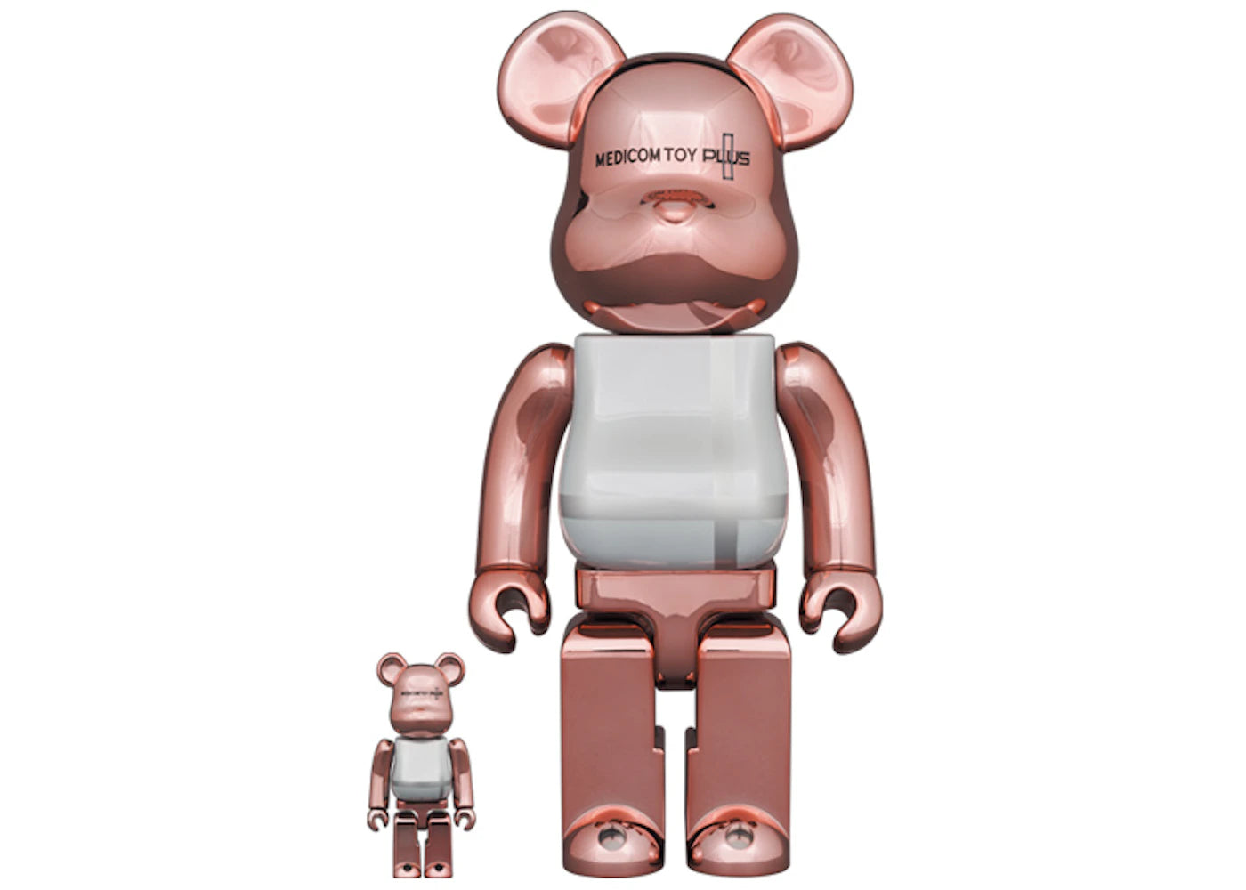 Bearbrick Medicom Toy Plus 100% & 400% Set Pink Gold Chrome Ver.