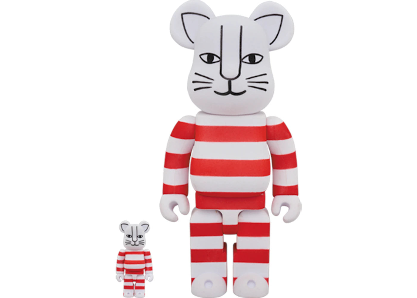 Bearbrick Mikey Flocky Ver. 100% & 400% Set White/Red