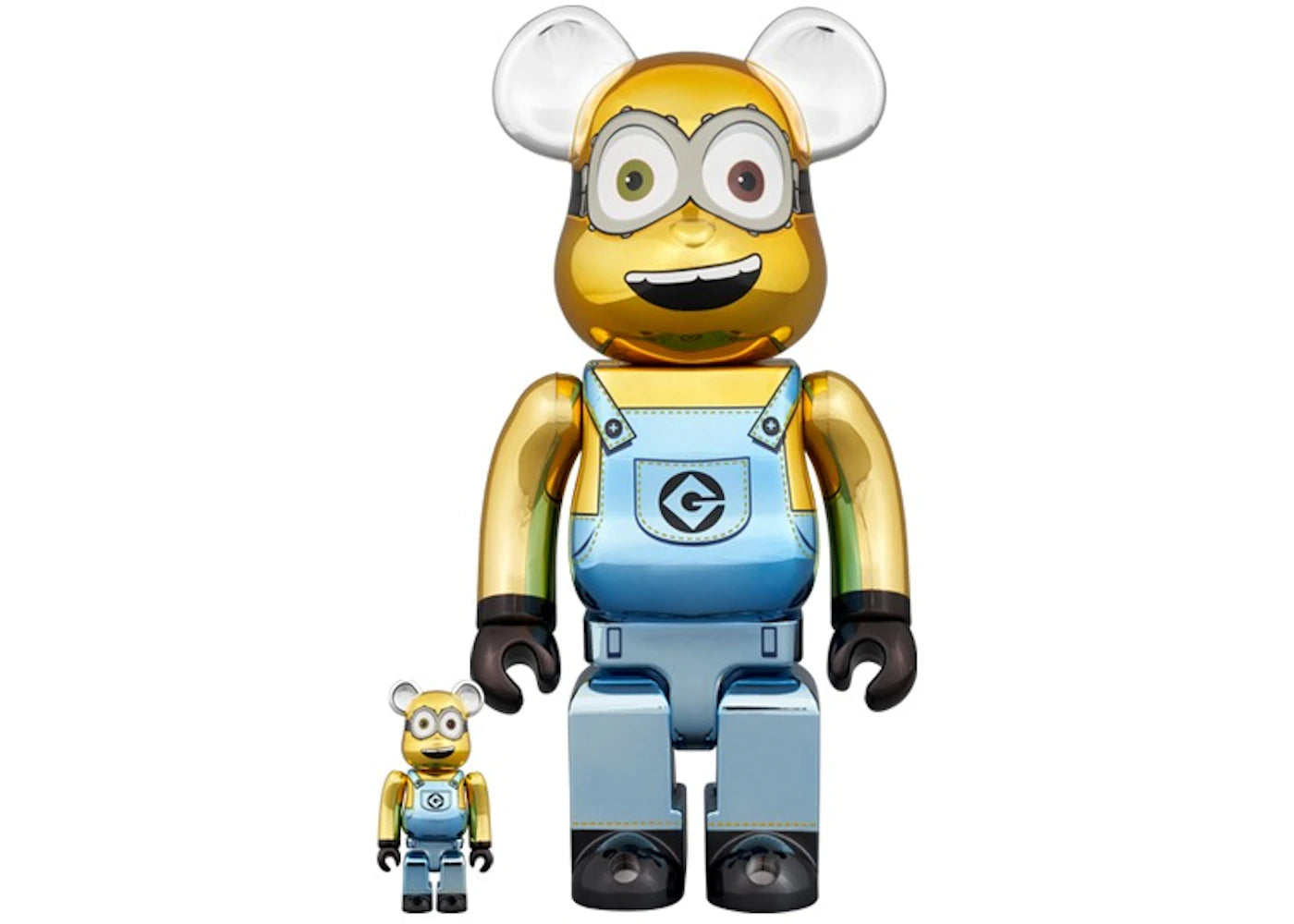 Bearbrick Minions Bob 100% & 400% Set Chrome