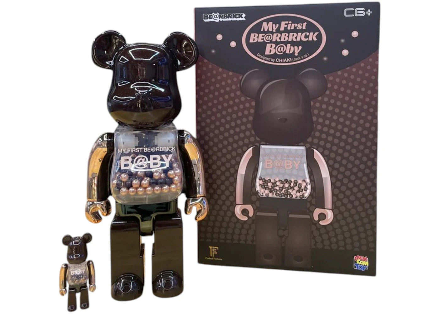 Bearbrick My First Baby Gold Pink & Chocolate Ver. (Thailand Exclusive) 100% & 400% Set