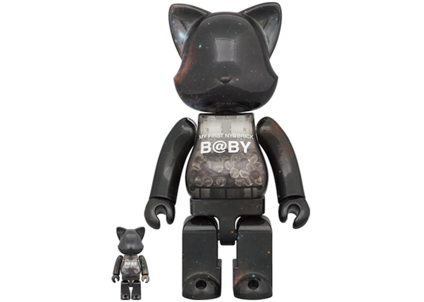 Bearbrick My First Nyabrick Baby Space Ver. 100% & 400% Set Black