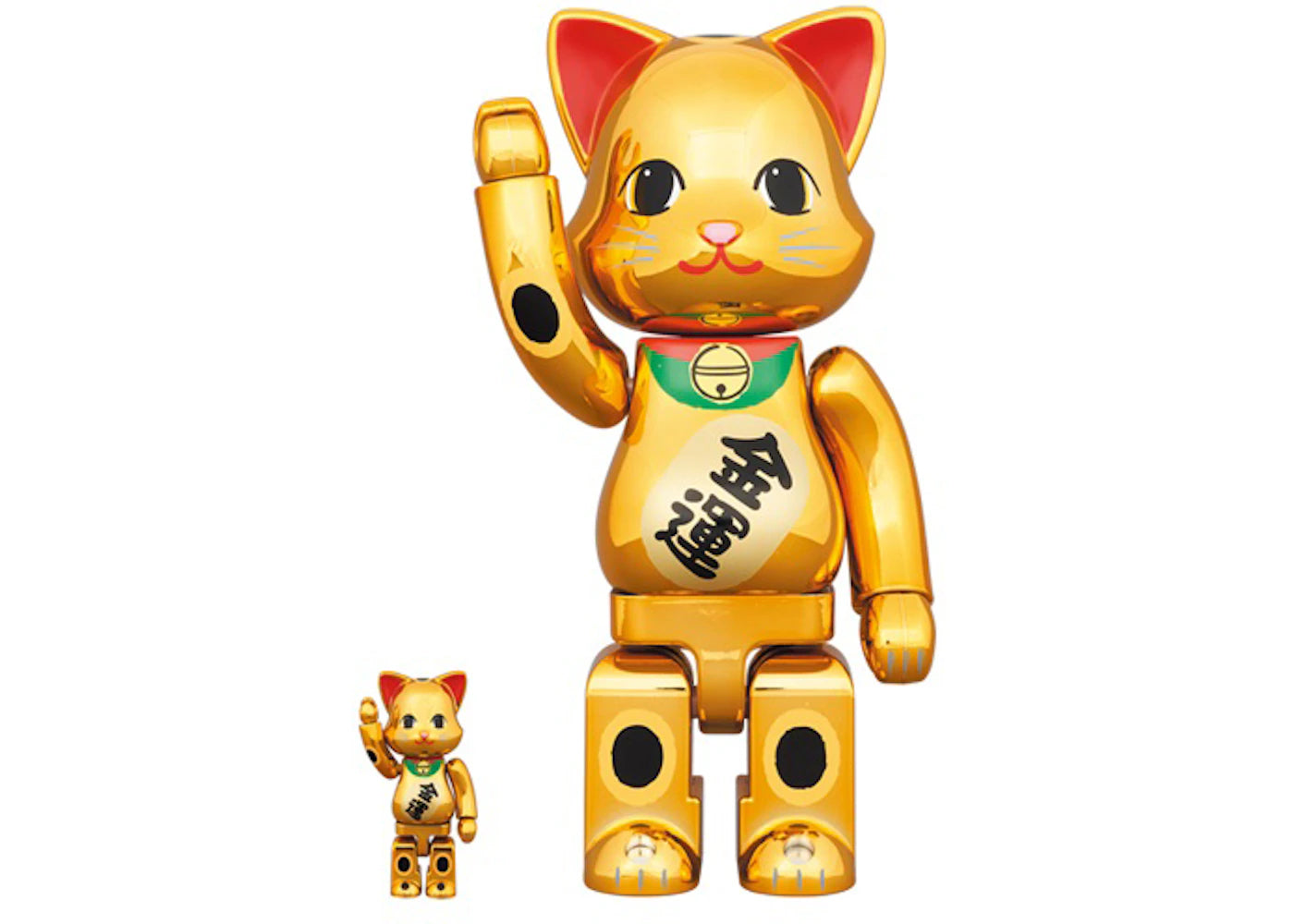 Bearbrick Nyabrick Lucky Cat 100% & 400% Set Gold Plated