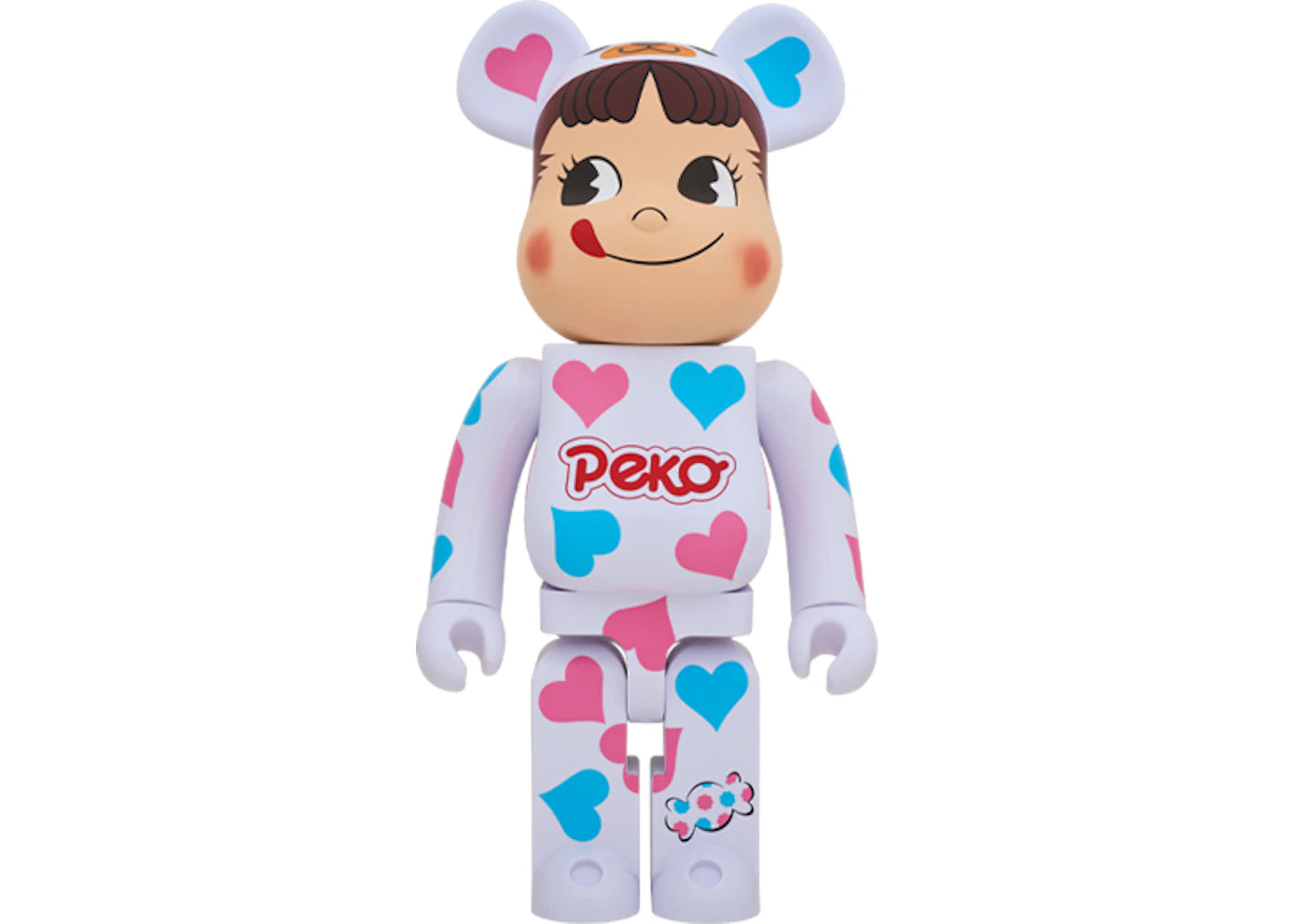 Bearbrick Peko-Chan Heart Costumer 1000% White