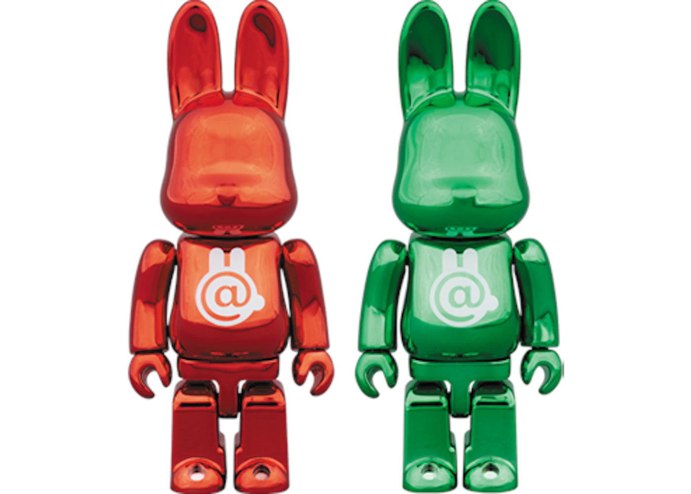 Bearbrick Rabbrick CHROME 100% Set RED/GREEN