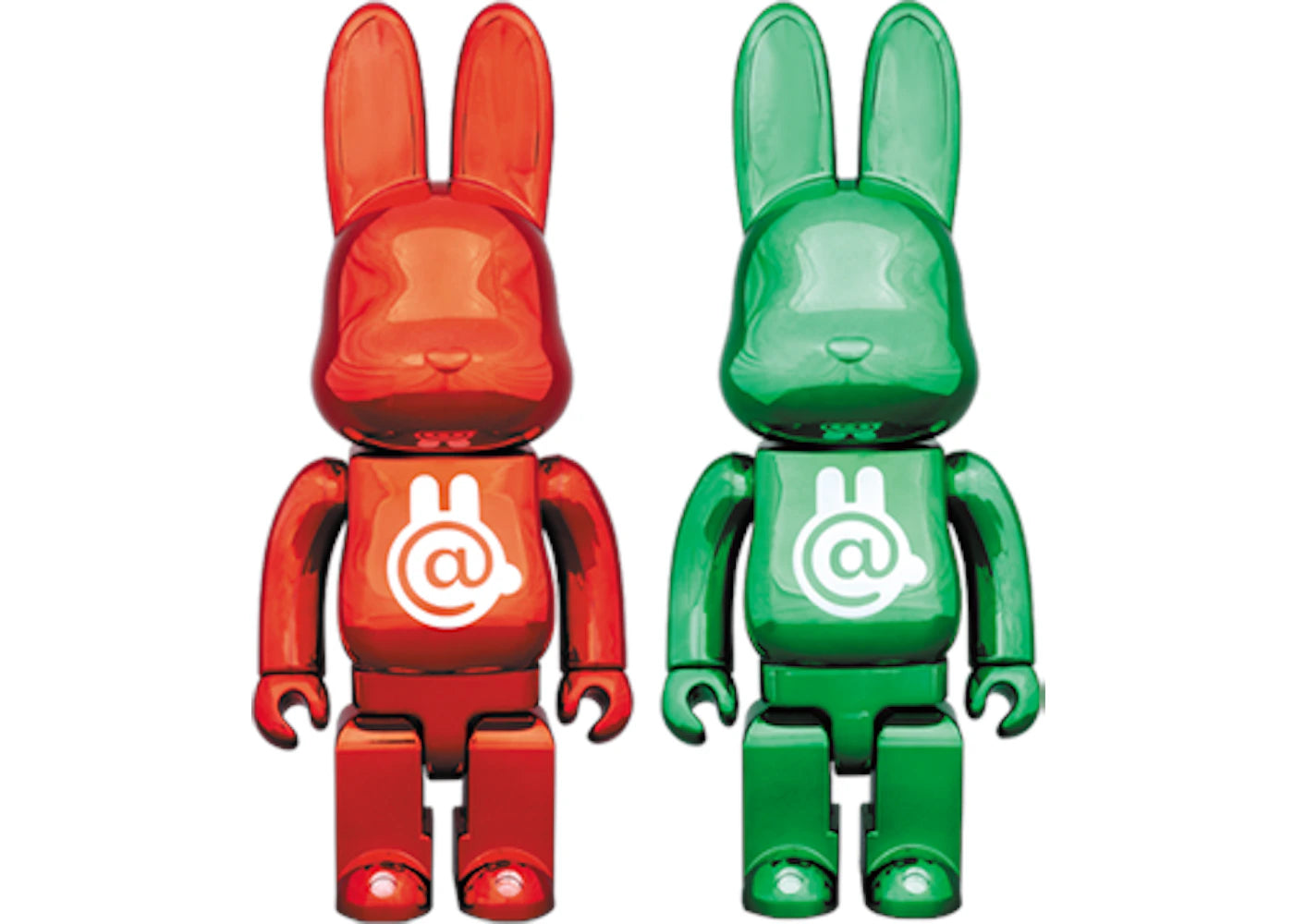 Bearbrick Rabbrick CHROME 400% Set RED/GREEN