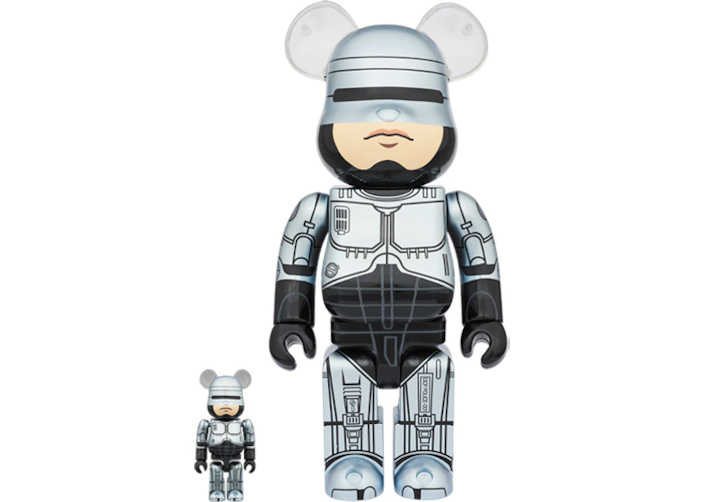 Bearbrick Robocop 100% & 400% Set Silver