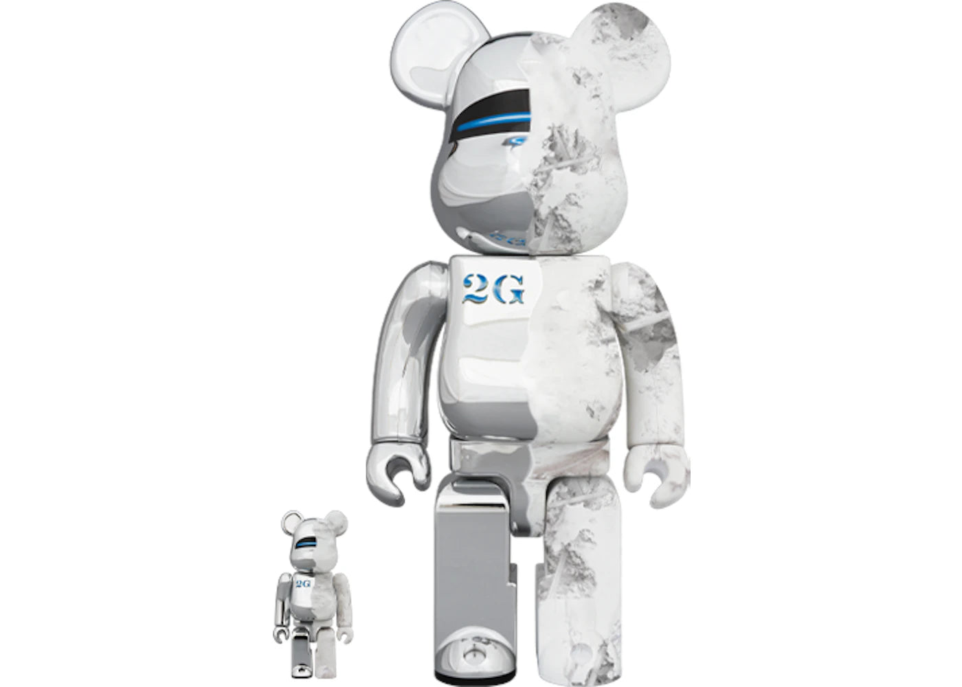 Bearbrick SORAYAMA x Daniel Arsham 100% & 400% Set Silver