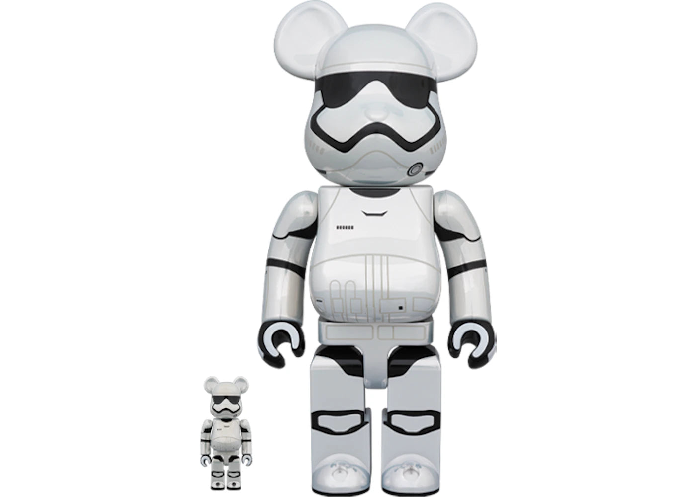 Bearbrick STAR WARS (TM) FIRST ORDER STORMTROOPER (TM) (The Force Awakens) Chrome Ver. 100% & 400% Set