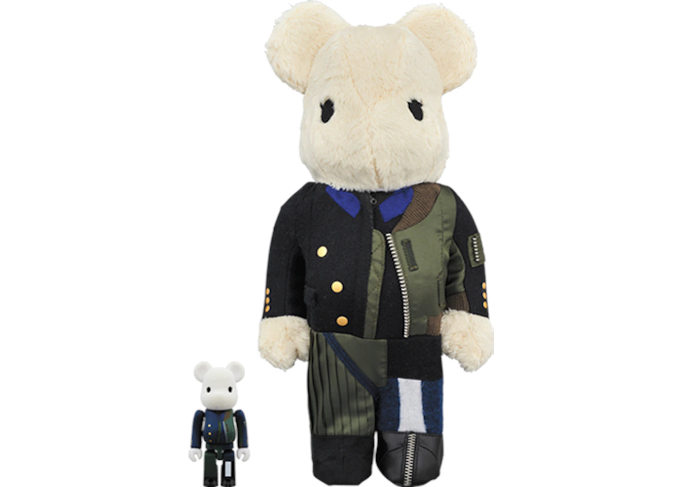 Bearbrick Sacai 2018 AW 100% & 400% Set White